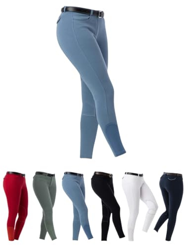 RIDING WORLD - Reithose für Damen & Kinder Alexandrie | Reiterhose mit Kniebesatz aus Stoff | mit Eingrifftaschen vorn | Reitleggings in sechs Farben | Reitbekleidung in Größe 104-176 & 32-44
