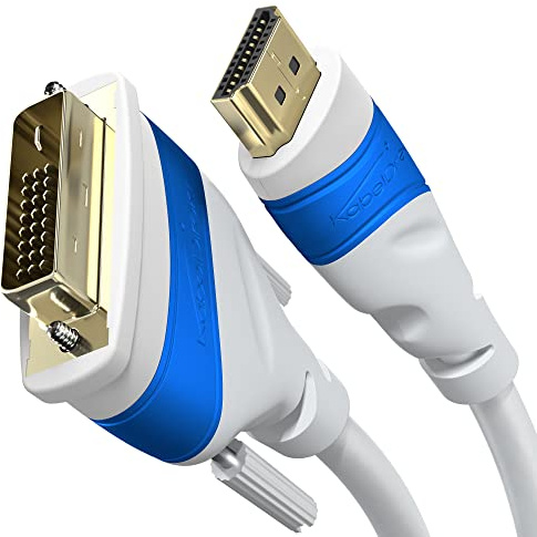KabelDirekt – HDMI DVI Adapter Kabel – 2m – in Deutschland entwickelt (bi-direktionales DVI-D 24+1/HDMI Monitor Kabel, HDMI-Gerät an DVI-Monitor anschließen oder umgekehrt, 1080p, weiß)