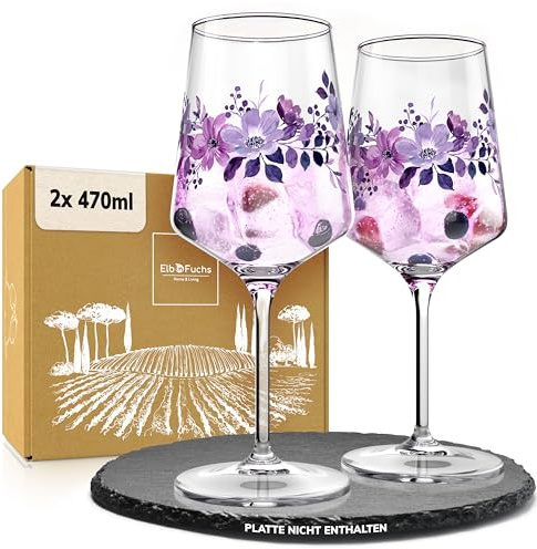 ElbFuchs® Aperitifgläser (2x470 ml) Serie Violet Veil [GESCHENKIDEE] Spülmaschinenfest & robust, Bunte Wein- und Cocktailgläser beliebt für Spritz-Getränke, Hugo, Negroni, Limoncello, u.v.m.