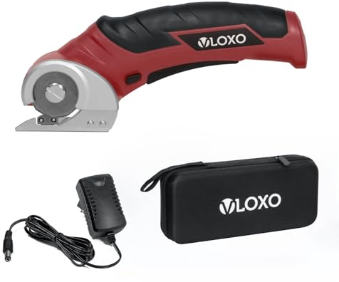 VLOXO Kartonschneider 4V Elektrischer Schere Kabellose Rollschneider müheloses Schneiden von Filz Teppich Leder Kunststoff mit Sicherheitssperre Universalschneider Akkuschere für DIY Haushalt Senioren