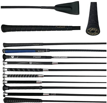 JA Horse Fleck Springpeitsche Springgerte Springstock Reitgerte (50 cm, Fleck-Griff schwarz)