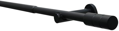 Gardinia Gardinenstangen-Set Kreta, Komplettstilgarnitur inkl. Befestigungsmaterial, Vorhangstange ausziehbar, 120-210 cm, Metall, Schwarz-Matt