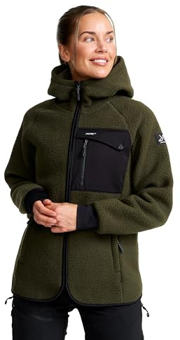 RevolutionRace Sherpa Hoodie für Damen, Outdoor Fleecejacken perfekt für Wanderungen und Outdoor-Abenteuer, Forest Night, S