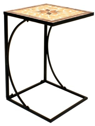 Spetebo Metall Beistelltisch mit Mosaik Platte | Deko, Garten, Balkon, Terrasse