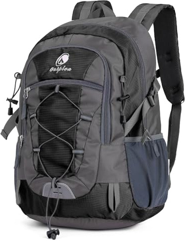 Outplea 25L Wandernrucksack Damen Herren, Outdoor Rucksäcke Tagesrucksäcke, Wasserdichter Reiserucksack für Camping Wandern Bergsteigen, Schwarz