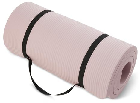 Amazon Basics Yogamatte mit Tragegurt, extra dick, 2.5 cm, Rose