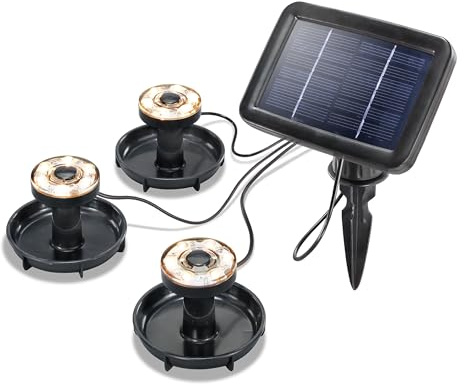 Esotec Solar Unterwasserstrahler Splash, 3er Set, warmweiß 3000K, LED Spot, Bodenleuchte, Teichbeleuchtung, Baumlicht, Objektstrahler, Erdspieß, Akku, IP68, wasserdicht, wetterfest, außen, 102149