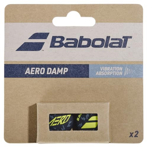 Babolat - 2er-Set Griffe für Schläger Modell Aero Damp, Vibrationsdämpfer in Grau Gelb Weiß, Einheitsgröße, Maximale Saitenvibrationsabsorption, Ideal für Tennisspieler