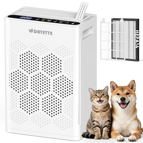 Luftreiniger für Allergiker, mit H14 HEPA Filtern & Waschbarem Vorfilter, CADR 300 m³/h, Große Räume bis 100 m², 3-stufiges Filtersystem, gegen Pollen, Tierhaare, Rauch & Raucherzimmer