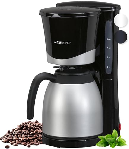Clatronic® Kaffeemaschine mit Thermoskanne | für 8-10 Tassen Kaffee | kein Temperaturverlust | Filterkaffeemaschine | 1 Liter | Coffee machine | Filterkaffeemaschine mit Thermoskanne | KA 3327 schwarz