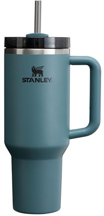 STANLEY 1913 Quencher H2.0 Flowstate Trinkflasche Mit Strohhalm 1.2L - Thermobecher Kühlt Bis 11 Stunden, 48 Stunden Eisgekühlt - Spülmaschinenfest - Thermosflasche BPA Frei Edelstahl - Blue Spruce