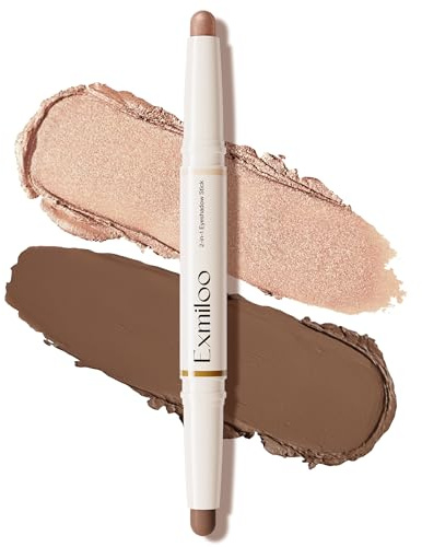 Exmiloo Creme Lidschatten Stift, Taupe & Roségold, wasserfest | Cremiges Duo: Taupe & Roségold, leicht zu verblenden, auch für reifere Lider geeignet, wasserfest nach dem Setzen