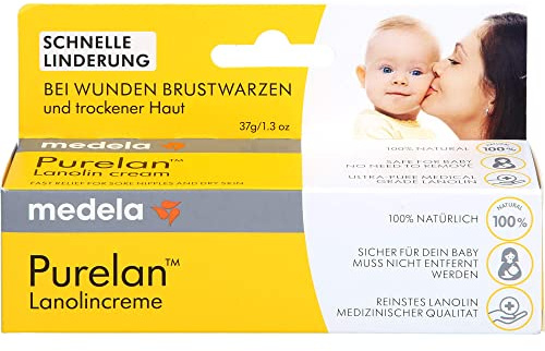 Medela Purelan Lanolin Brustwarzensalbe 37 g – Schnelle Linderung bei beanspruchten Brustwarzen und trockener Haut