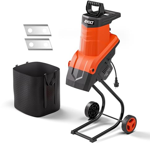 AIVOLT Gartenhäcksler Elektrisch 2500W, Häcksler Garten für Äste bis 45mm, Messerhäcksler Holzhäcksler mit 50L Fangsack & Ersatzklingen für Gartenabfälle