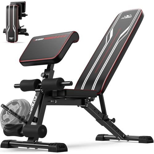 FLYBIRD Multifunktions-Hantelbank, Heimgym-Hochleistungstraining, klappbar & einstellbar, 360~544kg Tragfähigkeit, verlängerte Rückenlehne für Bankdrücken (M-360KG)