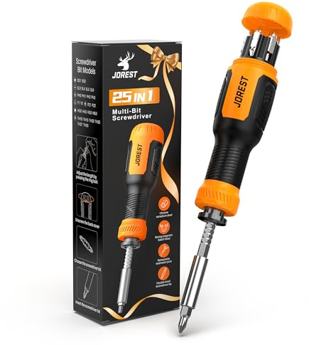 JOREST 25 in 1 Multibit Schraubendreher Set, Multitool Schraubendreher mit Torx Schlitz Kreuzschlitz Sechskant, Geschenke für Männer, Magnetisches Reparaturwerkzeug für Fahrräder und Wohnmöbel