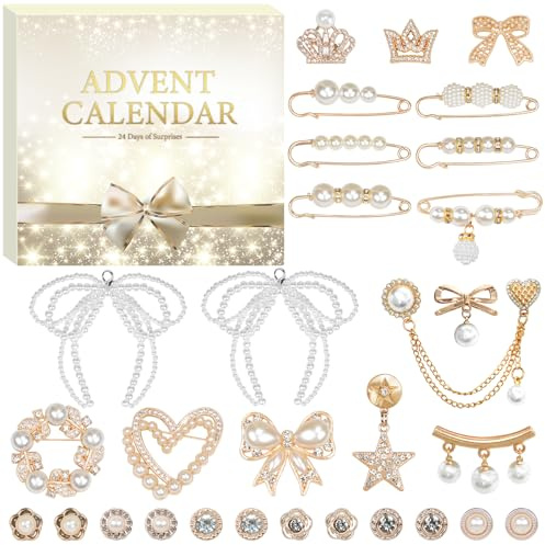 Adventskalender 2025 Broschen Anstecknadeln für Frauen Mädchen Geschenk Weihnachten
