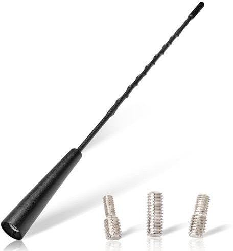 Villkin 30cm Autoantenne - Dachantenne für optimalen AM/FM-Empfang mit M4, M5, M6 Gewinde auch als Ersatz für 40cm Antenne (Schwarz, 1er Set)