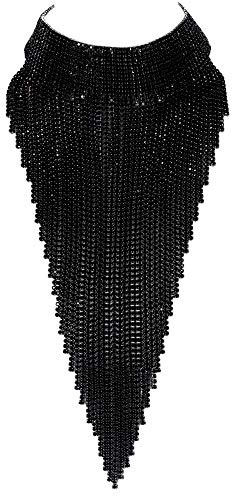 EVER FAITH Damen Kristall Lätzchen Anweisung Lange Quaste Choker Halskette Kostüm Schmuck