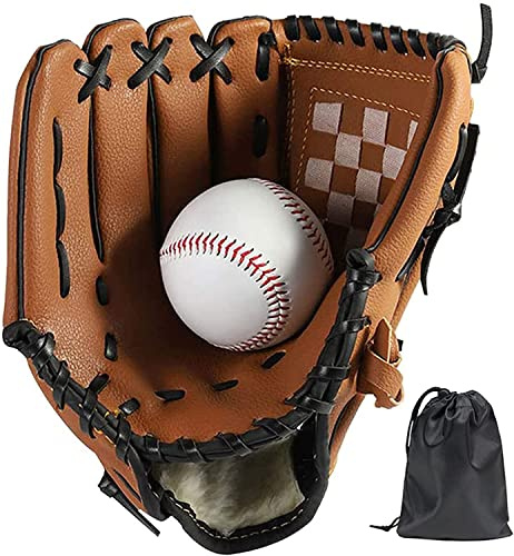 LeapBeast Rechte Hand Baseball Handschuhe, Softball Handschuhe mit 1 Ball, Erwachsenen Baseball Training Wettbewerb Handschuh Verdicken Dauerhaft Softballhandschuhe