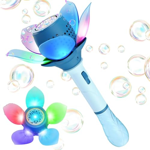 Blumen Seifenblasenstab, Seifenblasen Blume, Elektrisch Seifenblasenspielzeug, Seifenblasenpistole Kinder, 10000+ Seifenblasen/Min mit 120ML Seifenblasenlösung