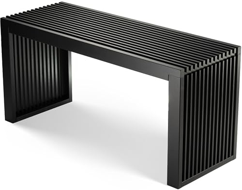 Sitzbank aus Bambus Schwarz – Stilvolle Holzbank für Flur, Küche & Esszimmer | Flurbank ohne Lehne 90x33x43cm | Holzbank Indoor als Esstisch Bank, Küchenbank & Deko Bank | bis 250 kg belastbar