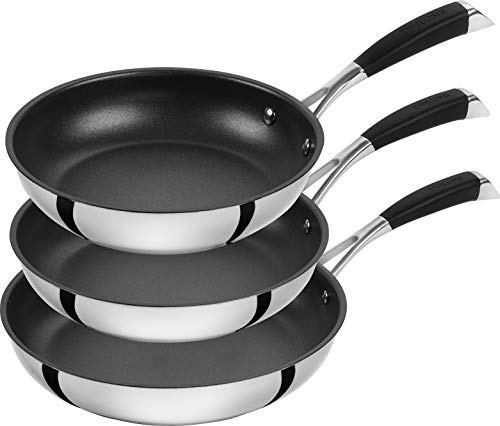 ZWILLING CORNELIA POLETTO Bratpfannen-Set, 3-teilig (20 cm + 24 cm + 28 cm), Antihaftbeschichtung mit Diamantpartikeln, Induktionsgeeignet, Edelstahl, Silber