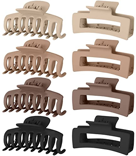 Lolalet 8 Stück Große Haarklammer, 8cm Haarspangen für dickes Haar Rutschfestes Haar Jaw Clips Haarstyling-Zubehör für Frauen Mädchen -Muster E
