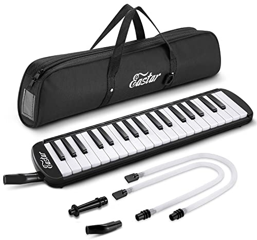 Eastar Melodica mit 37 Tasten, Blasinstrument mit Mundstück, Blas-Piano-Keyboard, inklusive Tragetasche, Schwarz