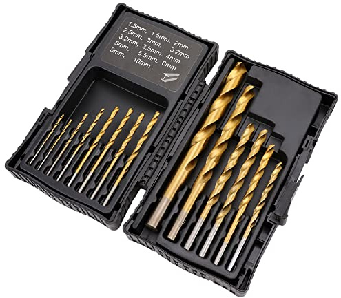 Amazon Basics Bohrer-Set aus Hochgeschwindigkeitsstahl für Metall, Holz und Kunststoff, 1,5-10 mm