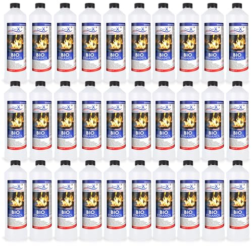 Fast X Bio Ethanol 30x1L - 100% Natürlich, für Ethanol-kamine & Tischkamine. Umweltfreundlich & geruchsfrei, sicher für Raum- & Gartenfeuer mit rückstandsloser Verbrennung