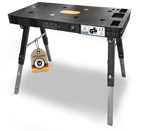 ELITE 6-in-1 Profi-Werkbank – Mobile, multifunktionale für DIY und Handwerk, als Werktisch, Sägebock, Rollbrett, Tisch, Transportroller und Steckdose nutzbar, TÜV- & GS- und VDE geprüft