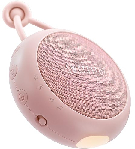 Sweety Fox Weißes Rauschen Maschine - Rosa - Einschlafhilfe für Babys, Wiegenlied, Nachtlicht, 15 Klänge, USB Aufladbar