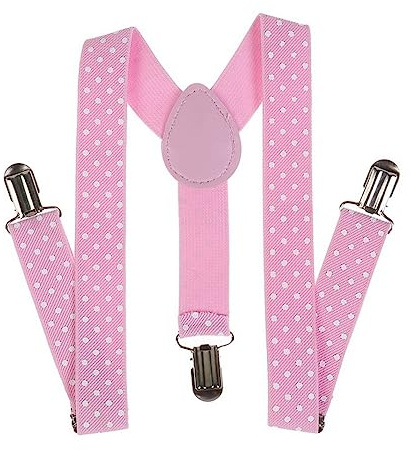 Linghe Kinder Hosenträger Clip - Jungen Mädchen Polka Dot Einstellbare Elastische Y-Förmige 3 Clip Hosenträger