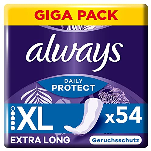 Always Daily Protect Slipeinlagen Damen Extra Long (54 Binden), Giga Pack, mit frischem Duft, passend für alle Slipformen, atmungsaktiv, flexibel
