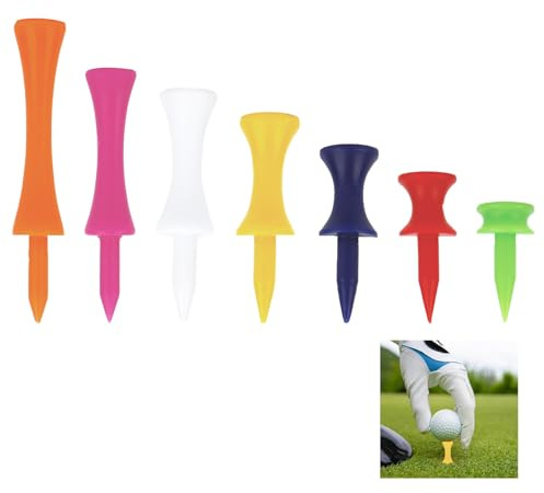 Golf Tees,Golf Tees Kunststoff,70PCS Mixed Colors Golf Tees,Kunststoff Driver Golftees Set,Unbreakable Plastik Golf Tees,7 Farben 7 Größen Für Golfer Praxis & Training,Langlebig Für Golfer üben