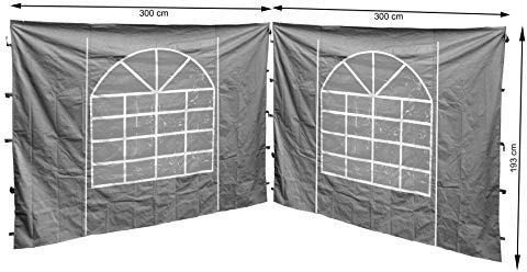 QUICK STAR 2 Seitenteile mit PVC Fenster 300x195cm für Pavillon Sahara 3x3m Seitenwand Grau