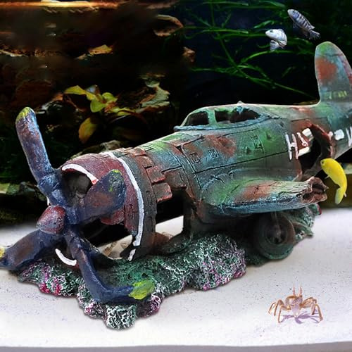 XUBX Dekoration für Aquarium, Polyresin, Landschaftsbau, Kunstharz, ungiftig, Ornament, Flugzeug, Landschaftsbau, Keller, Dekoration, Aquarium, Polyresin, Lebensraum