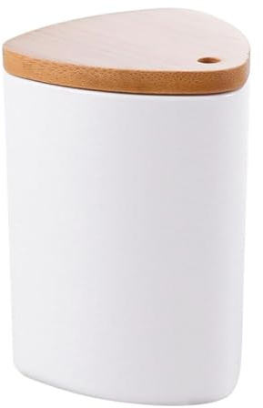 LATRAT 1 STÜCK PP Zahnstocher Halter/Zahnstocherspender mit Bambus Deckel, Zahnstocherbox Zahnstocher Fall Zahnstocherbehälter für Zuhause Küche Café Restaurant Bar Weiß