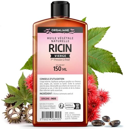 Rizinusöl 150 ml – Orgaliane – rein und natürlich – Bart, Haare, Wimpern, Nägel, Haut.