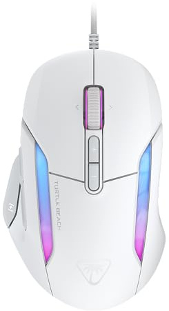 Turtle Beach Kone II – Ergonomische RGB-Gaming-Maus, 26K DPI Optischer Sensor, optische Schalter mit 100 Mio. klick-Lebensdauer, 23 programmierbare Funktionen, 4D-Scroll-Rad, Weiß