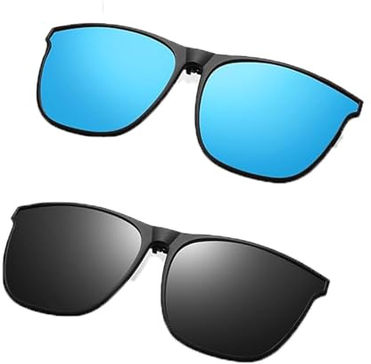2 Stück Sonnenbrillen Clip für Brille, Sonnenbrillen Aufsatz Brille, Clip on Sonnenbrille, Aufsteck Sonnenbrille für Brillen, Sichern Sie sich Ihre sonnenbrillenaufsatz hier für Brille Herren Damen
