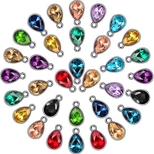 Hicarer 52 Stück Wassertropfen Anhänger, Charm Anhänger Basteln, für Damen | Wassertropfen Kristall, Schmuck Anhänger zum Basteln, Strass Tropfen Charms Zubehör, für DIY Halskette, 7 x 10 mm, 13 Farben