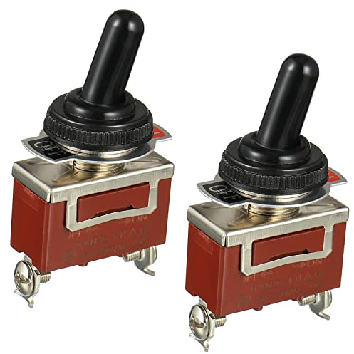 BOJACK Wasserdichter Marine-Kippschalter, Wippschalter, 12 V DC, 30 A, 2-polig, EIN/AUS, SPST mit wasserdichter Kappe für Auto, Auto, LKW, Boot (2 Stück)