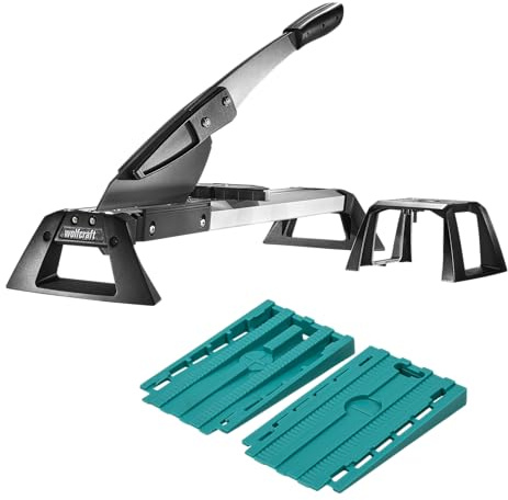wolfcraft Projekt-Set „Vinyl & Laminat verlegen“ - 8638000 - Profi-Schneider für Vinyl und Laminat und 30 hochwertige Universal-Keile - Staubfreies Schneiden, Einfacher Zuschnitt