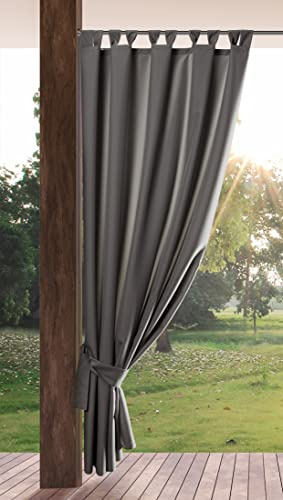 Eurofirany Garden Outdoor Vorhang mit Klett-Schlaufen, 1 Stück, Blickdicht & Wetterfest, UV-Schutz, für Balkon Terrasse Pergola Pavillon, H220 x B155 cm, Dunkelgrau