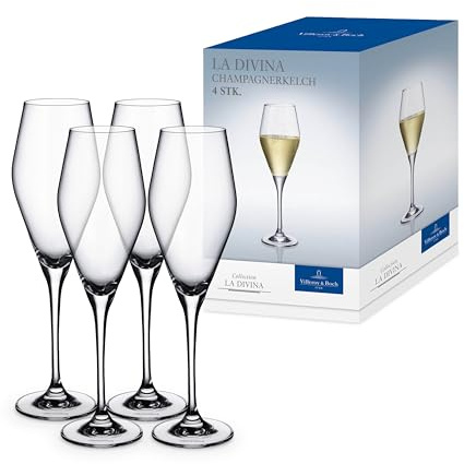 Villeroy & Boch – La Divina Champagnerkelch Set 4 Teilig, Champagner Gläser, Sektkelche, Hochwertige Sektgläser, Sektflöten, Prosecco Gläser, Für Champagner, Sekt, Prosecco Oder Crémant, Kristallglas