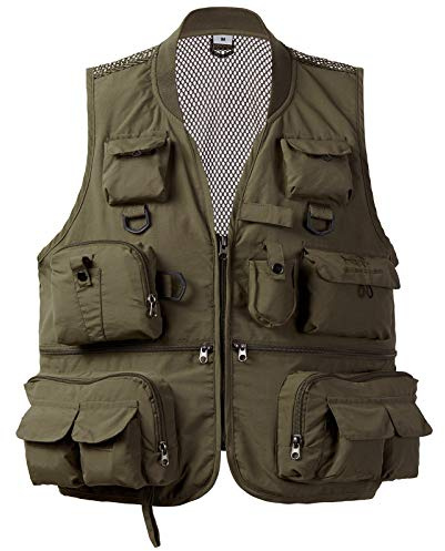 Bassdash Vielseitige Anglerweste Herren Damen Angelweste Mesh Back Weste zum Angeln Jagd Wandern Camping Fotografie