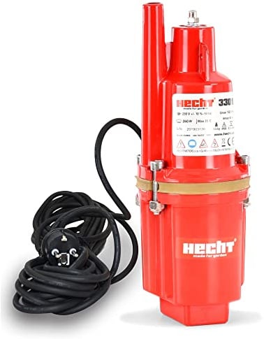 HECHT Tiefbrunnenpumpe – 260 Watt / 230v -240 v – 70 m Förderhöhe – 1400 l/h Fördermenge Wasser – Membranpumpe Tauchpumpe Zisternenpumpe Tiefenpumpe – Tauch Tiefe flach 0,5 m - 5 m