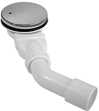 KOOBON Ablaufgarnitur 90mm Extraflach für Dusche & Badewanne Chrom | Bodenablauf Dusche inkl. Siphon, Geruchsstop, Haarsieb, Ablaufbogen DN 40/50 mm, Duschablauf flach